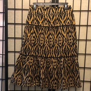 Jones New York Signature Black Tan Flared Midi Skirt (New)Size 4